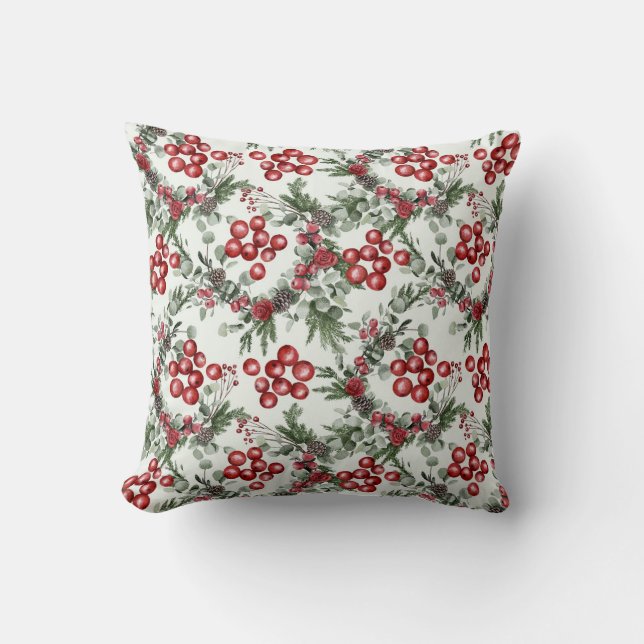 Skapa din egen röda holly och kottar kudde (Framsida)