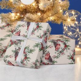 Skapa din egen röda julfågel presentpapper