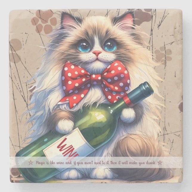 Skapa Din Egen Roliga Mr Kitty Birman Kattvin Stenunderlägg (Framsidan)