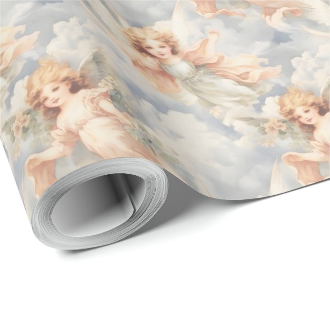 Skapa din egen romantiska Rosa Änglar & Flowers Presentpapper (Rulle Hörn)