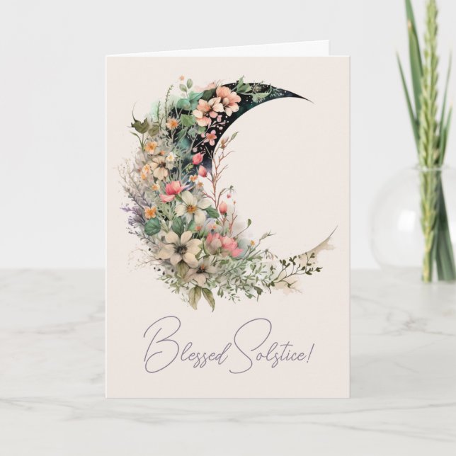 Skapa Din Egen Rosa Äng Blommig Halvmåne Helgkort (Framsida)