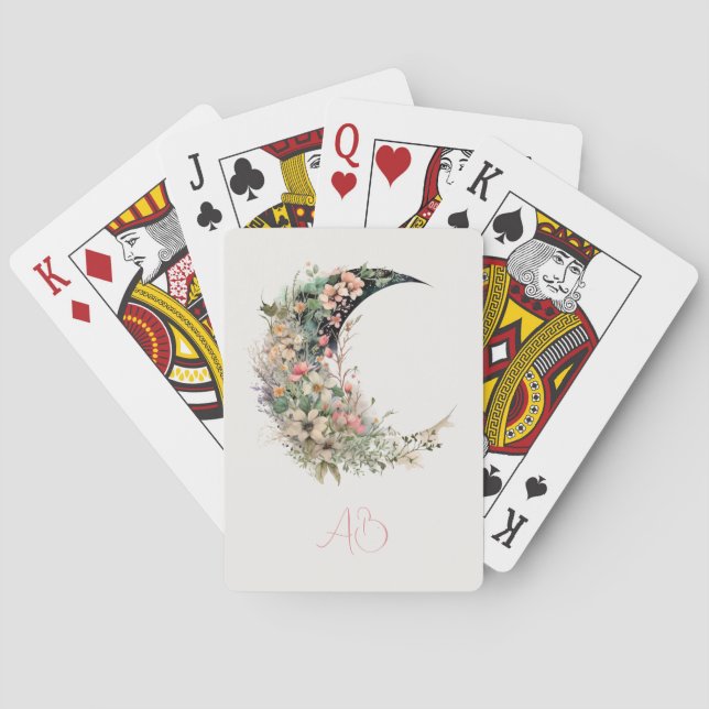 Skapa Din Egen Rosa Ängsblomma Halvmåne Casinokort (Baksidan)
