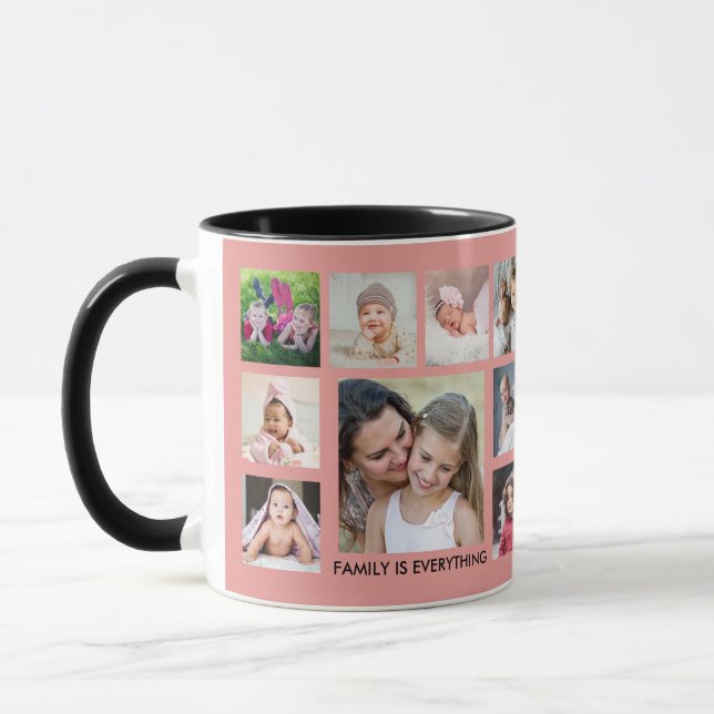 Skapa din egen  Rosa för 18-familjsfoto Mugg (Vänster)