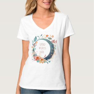Skapa din egen Rosa & Guld Blommigt Måne T Shirt