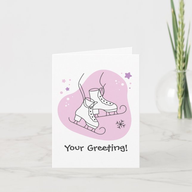Skapa din egen Rosa Jul på Starry Ice Skates Helgkort (Framsida)