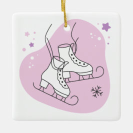 Skapa din egen Rosa Jul på Starry Ice Skates Julgransprydnad Keramik