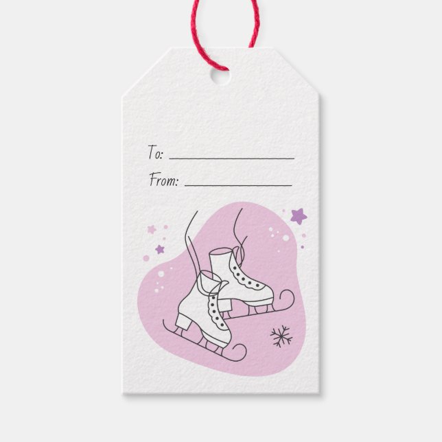Skapa din egen Rosa Jul på Starry Ice Skates Presentetikett (Framsidan)