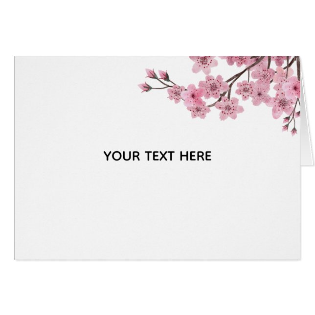 Skapa Din Egen Rosa Körsbärsblomning Hälsningskort (Framsidan Horizontal)