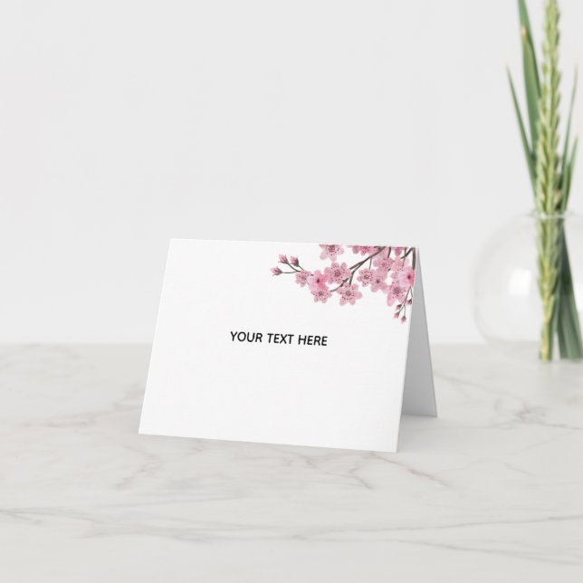 Skapa Din Egen Rosa Körsbärsblomning Tack Kort (Framsida)