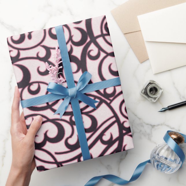 Skapa din egen Rosa och svarta filigree Mönster Presentpapper (Gifting)