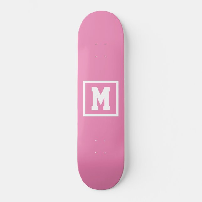 Skapa din egen Rosa och vita monogrammmall Mini Skateboard Bräda 18,5 Cm (Framsida)