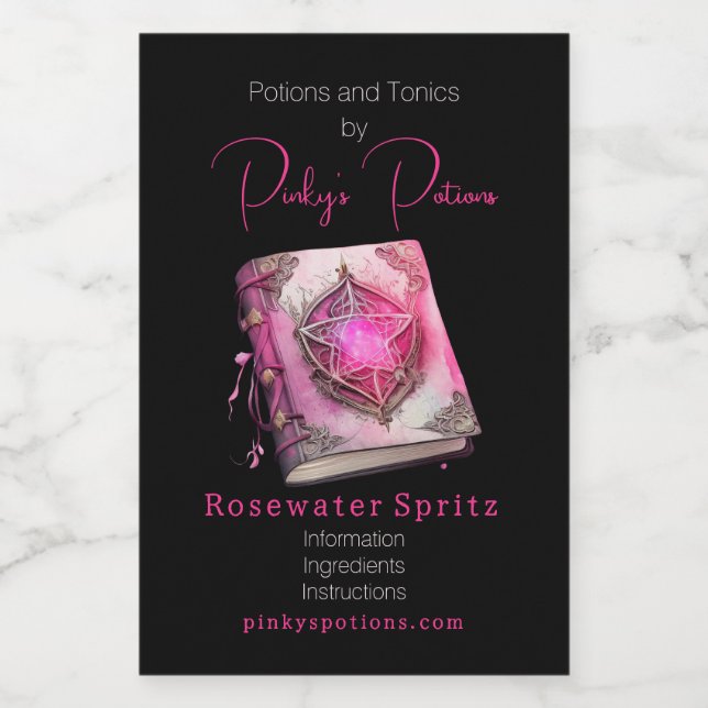 Skapa din egen Rosa Pentacle Grimoire Apothecary Mat Etikett (Singel etikett)