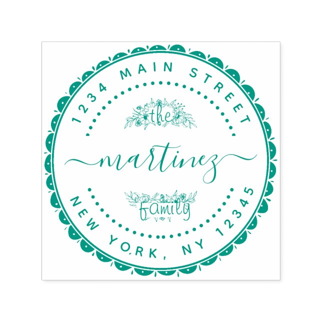 Skapa din egen runda Family Namn-Returadress S Självfärgande Stämpel (Design)