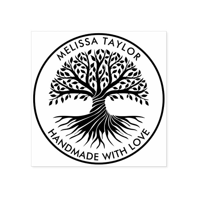 Skapa din egen runda Livets träd-familj Namn Stämpel (Tryck)