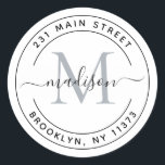 Skapa din egen runda monogram returadress  runt klistermärke<br><div class="desc">Skapa din egen runda monogram skript returadress Klassisk rund dekal</div>