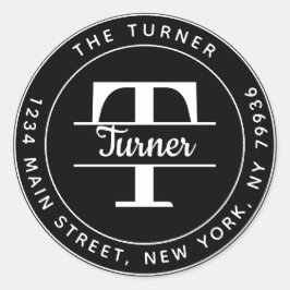 Skapa din egen runda monogram-returadress runt klistermärke