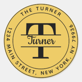 Skapa din egen runda monogram returadress runt klistermärke