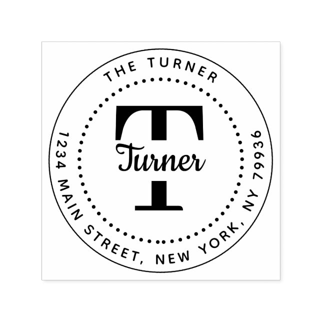 Skapa din egen runda monogramReturadress Självfärgande Stämpel (Design)