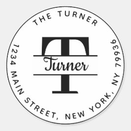 Skapa din egen runda returadress monogram runt klistermärke