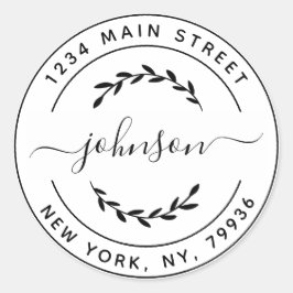 Skapa din egen runda returadress runt klistermärke