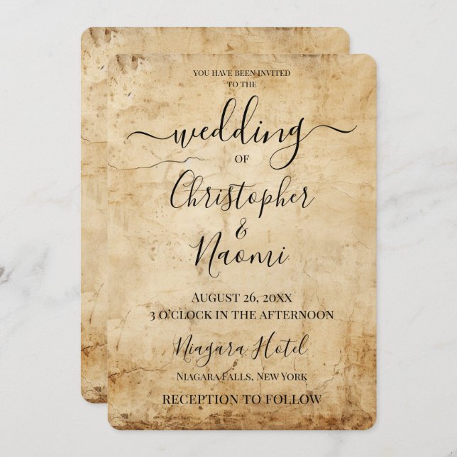 Skapa din egen Sepia Vintage Rustic Papper Inbjudningar (Fram/baksida)