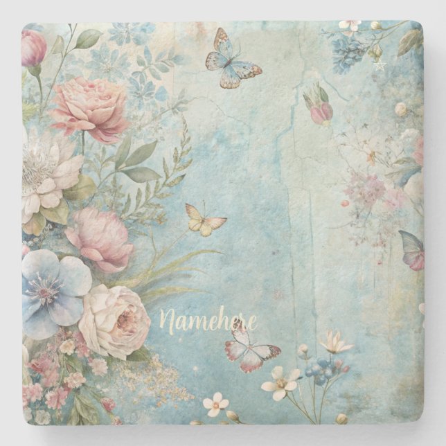 Skapa din egen shabby chic fjärilsbukett stenunderlägg (Framsidan)