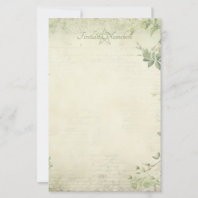 Skapa din egen shabby chic gröna lövverk brevpapper (Framsida)