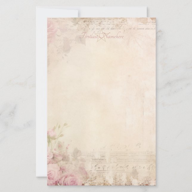Skapa din egen shabby chic rosa rosor ephemera brevpapper (Framsida)