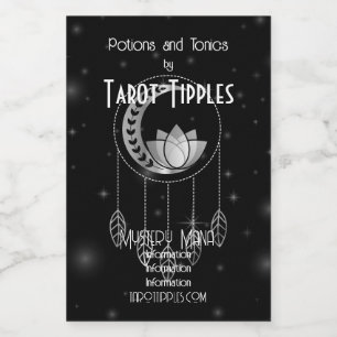 Skapa din egen Silver Lotus Måne Dreamcatcher Vinetikett