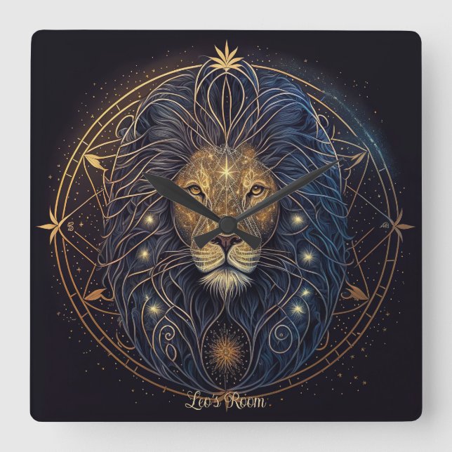 Skapa din egen sjukliga akstrologi Leo Zodiac Fyrkantig Klocka (Framsida)