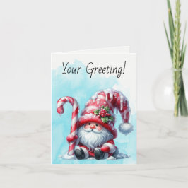 Skapa Din Egen Skäggig Pepparmynts Jul Tomte Gnome Helgkort