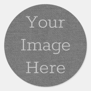 Skapa din egen skiva med Grått Burlap Linen Weave Runt Klistermärke