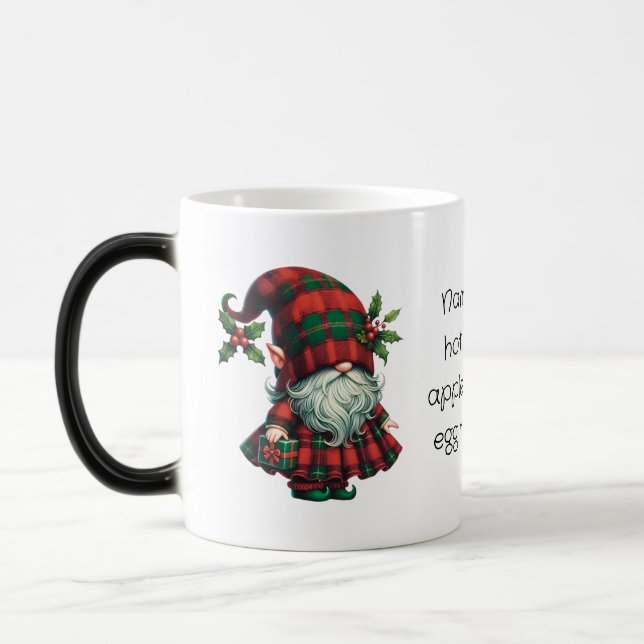 Skapa din egen skotska julplaid-tomte magisk mugg (Vänster)
