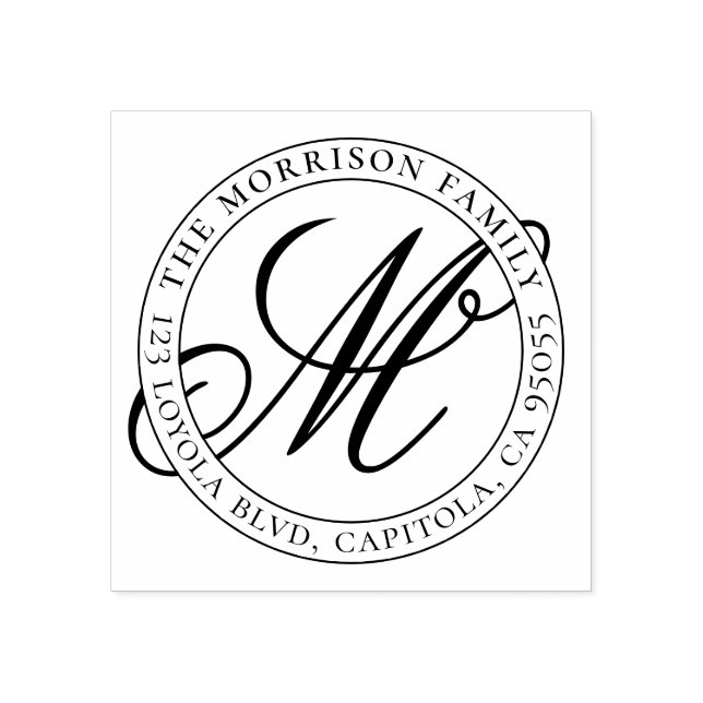 Skapa din egen skriptmonogramfamilj Adress Stämpel (Tryck)