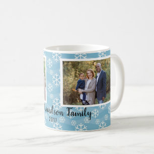Skapa din egen snöflingor-familjs fotopristmas kaffemugg