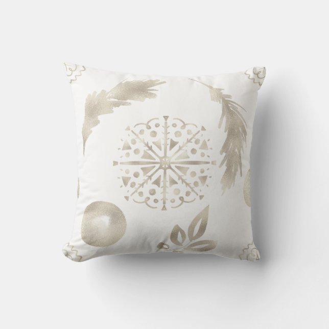 Skapa din egen Snöflingor och fjädrar i Guld Kudde (Framsida)