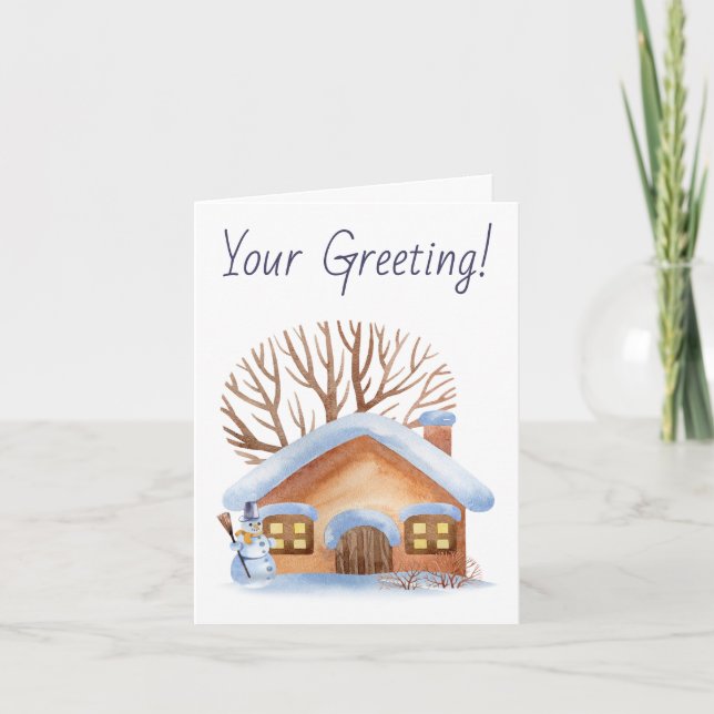 Skapa din egen Snögubbe Angel-jul Helgkort (Framsida)