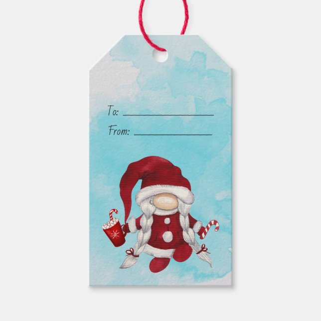 Skapa Din Egen Söt Jul-Kakao-Tomte Presentetikett (Framsidan)