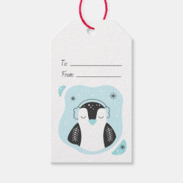 Skapa Din Egen Söt Pingvin Blå Jul Presentetikett