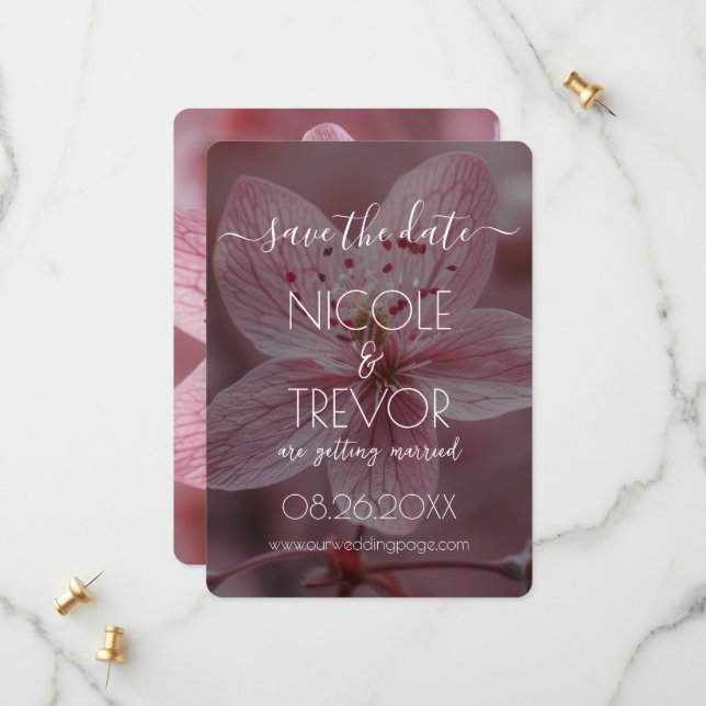 Skapa din egen - Söt Rosa Flower Closeup Spara Datumet (Fram/Back In Situ)