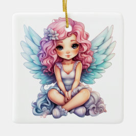 Skapa din egen Söt Rosa och blå julgel Julgransprydnad Keramik