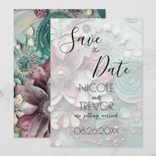 Skapa din egen - Söt Shabby chic Pappra blommor Spara Datumet