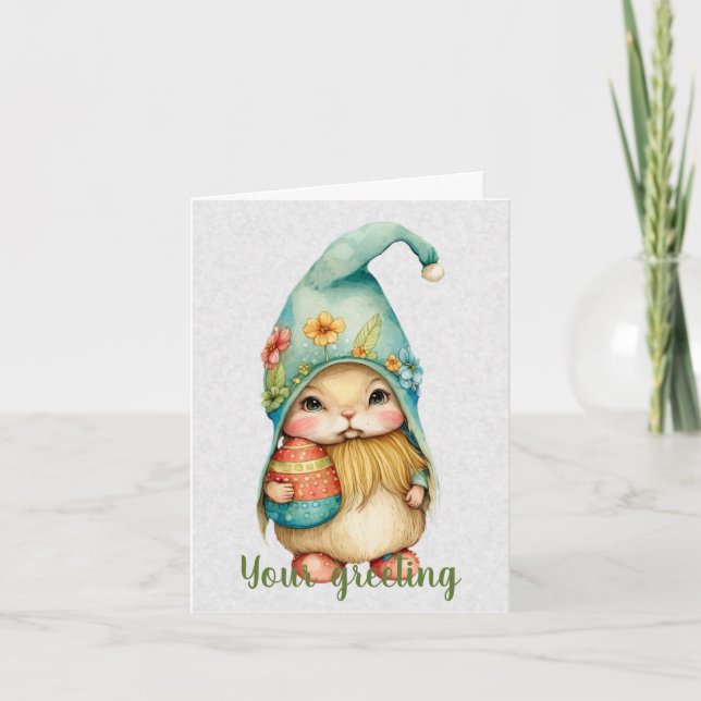 Skapa Din Egen Söt Vår Tomte & Ägg Kort (Framsida)