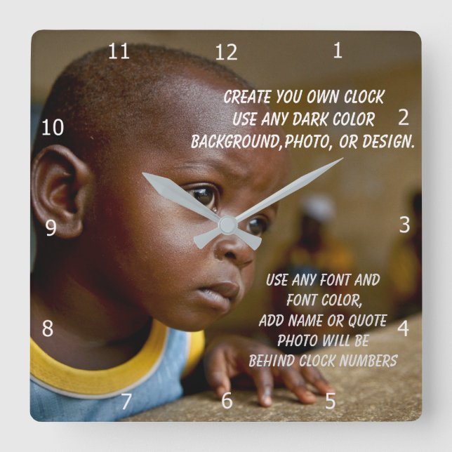 SKAPA DIN EGEN SQUARE WALL CLOCK FYRKANTIG KLOCKA (Framsida)