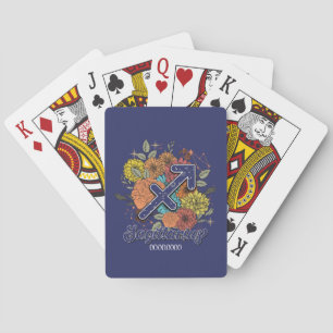 Skapa din egen Starry Blommigt Sagittarius Zodiac Casinokort