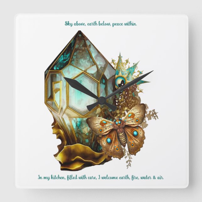 Skapa din egen Steampunk Butterfly Crystal Fyrkantig Klocka (Framsida)