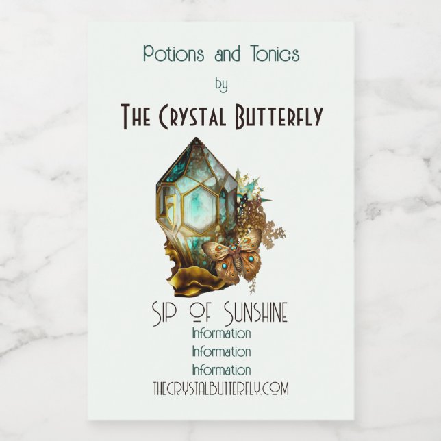 Skapa din egen Steampunk Butterfly Crystal Vinetikett (Enkel etikett)