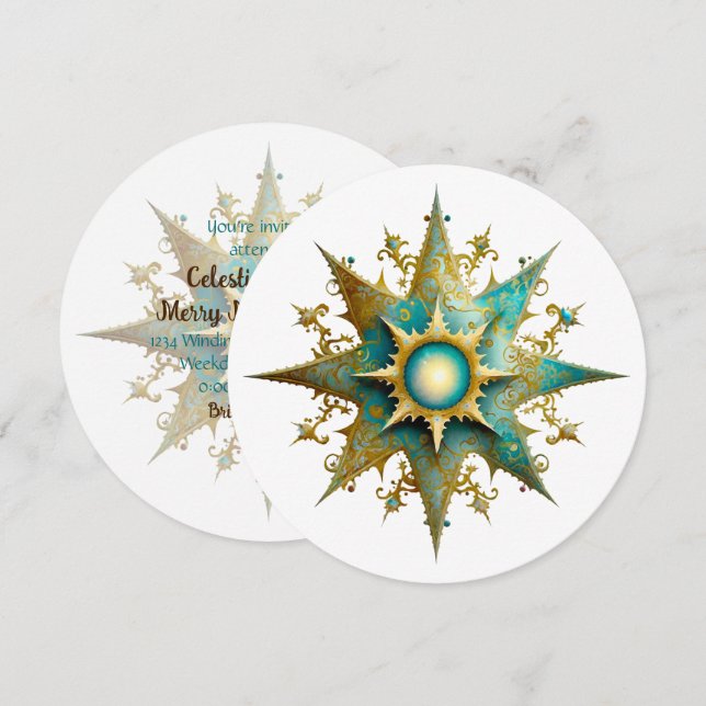 Skapa din egen Steampunk Yule Snowflake Inbjudningar (Fram/baksida)