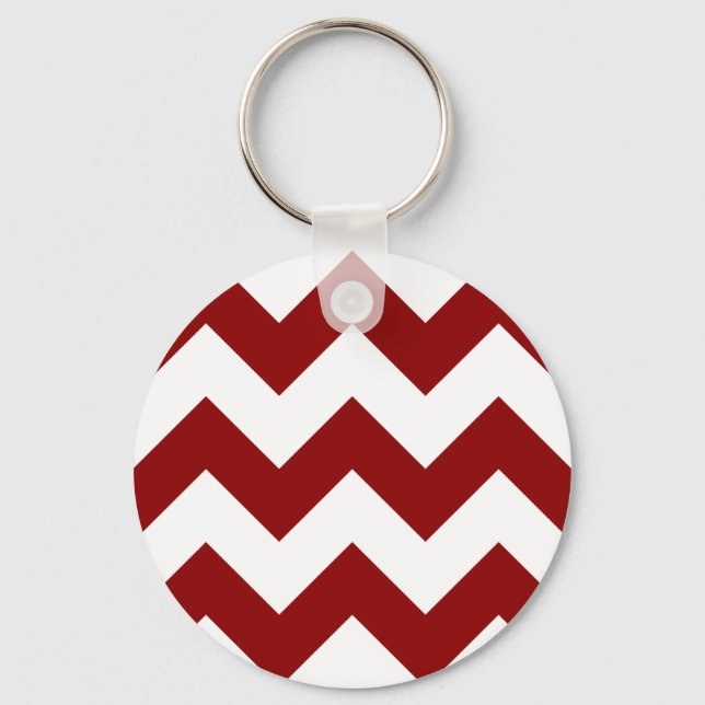 Skapa din egen stora Mörk Red Zigzag Mönster Nyckelring (Framsida)
