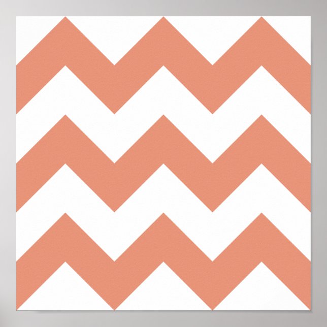 Skapa din egen stora Mörk Salmon Zigzag Mönster Poster (Framsidan)